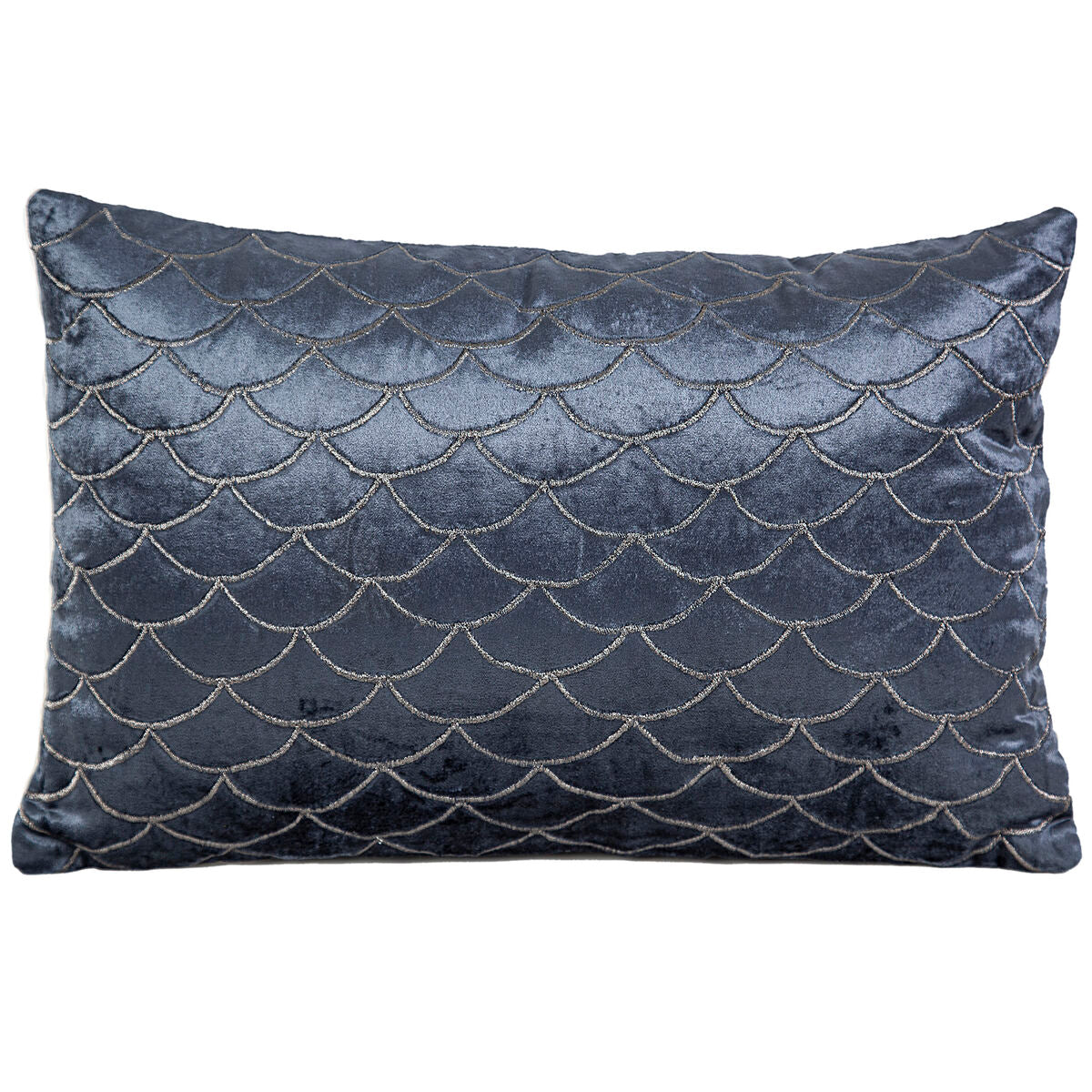 Cushion Romimex Dark blue Velvet 45 x 10 x 30 cm Embroidery Romimex