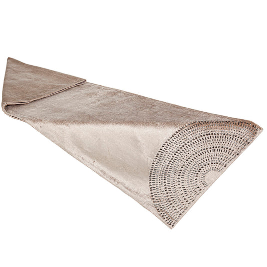 Table Runner Romimex Beige 33 x 180 x 1 cm Velvet Romimex