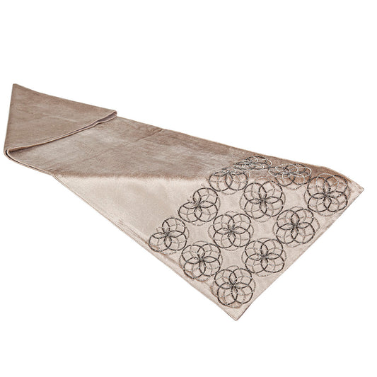 Table Runner Romimex Beige 33 x 180 x 1 cm Velvet Romimex