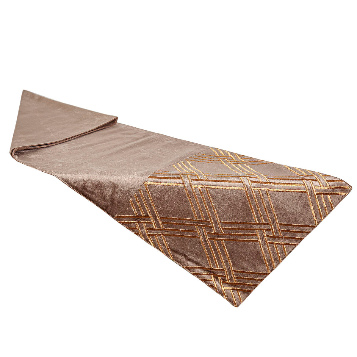 Table Runner Romimex Beige 33 x 180 x 1 cm Velvet Embroidery Romimex