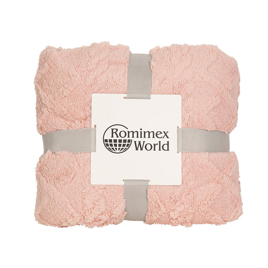 Blanket Romimex Pink 180 x 200 x 2 cm Velvet Romimex