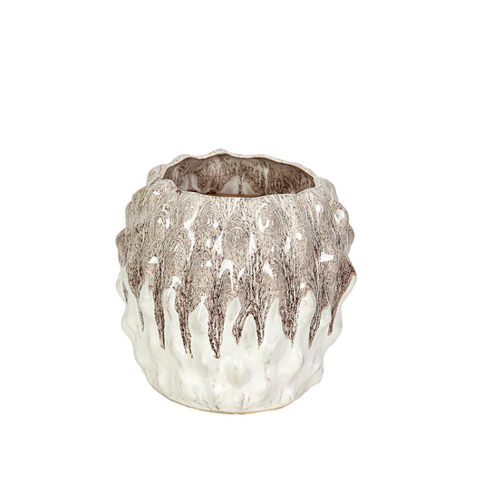 Planter Romimex White Beige Ceramic 21 X 20 X 21 CM Romimex