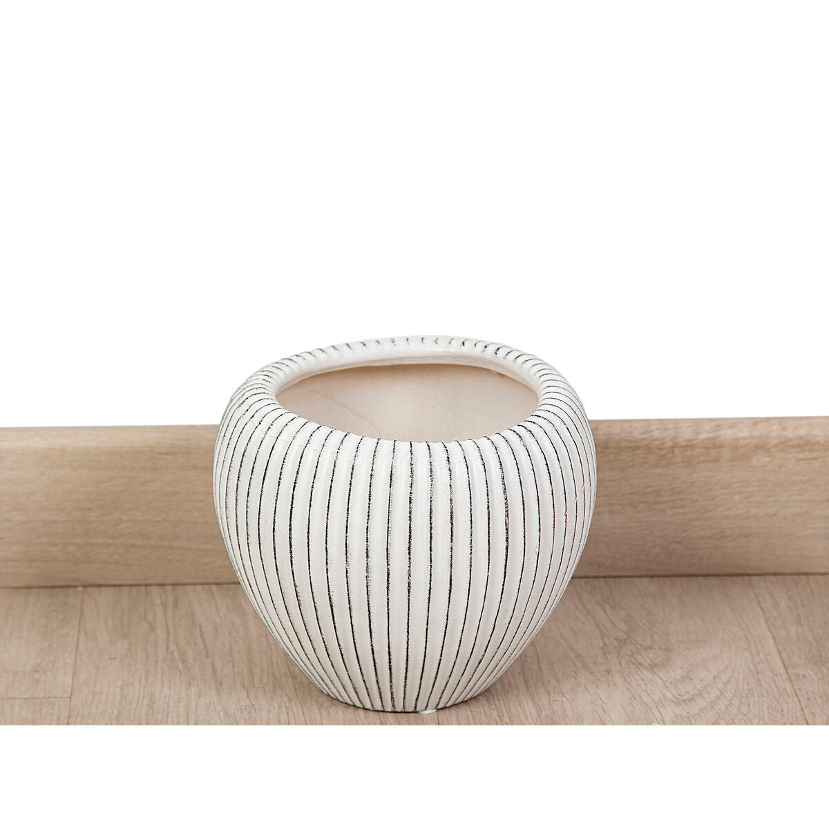 Planter Romimex Beige Ceramic Stripes 20 x 17 x 20 cm Romimex