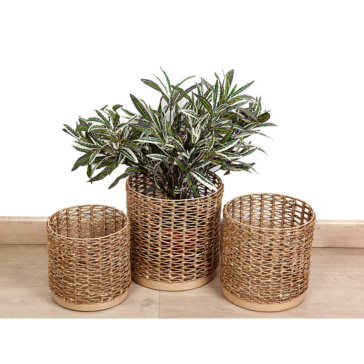 Set of Planters Romimex Natural (3 Pieces) Romimex