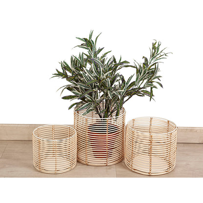 Set of Planters Romimex Natural Rattan (3 Pieces) Romimex