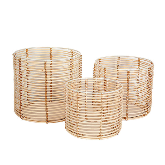 Set of Planters Romimex Natural Rattan (3 Pieces) Romimex