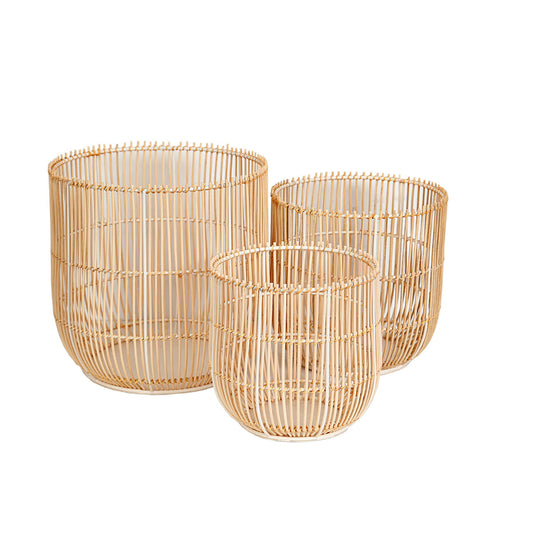 Set of Planters Romimex Natural Rattan (3 Pieces) Romimex