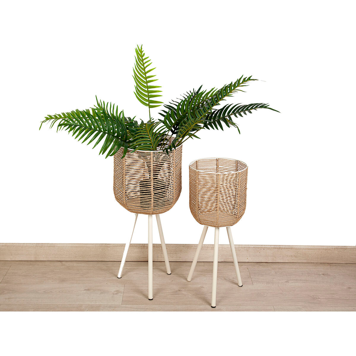 Set of Planters Romimex Rattan Legs (2 Pieces) Romimex