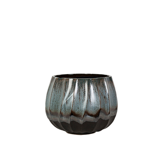 Planter Romimex Blue Black Ceramic 20 x 19 x 20 cm Romimex