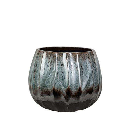 Planter Romimex Blue Black Ceramic 24 x 24 x 24 cm Romimex