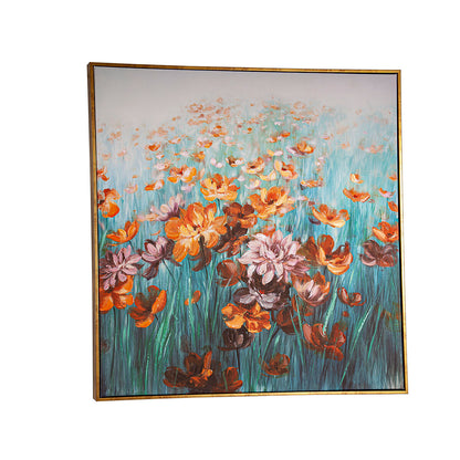 Oil Painting Romimex Wood Canvas Flowers 82 x 82 x 5 cm Romimex