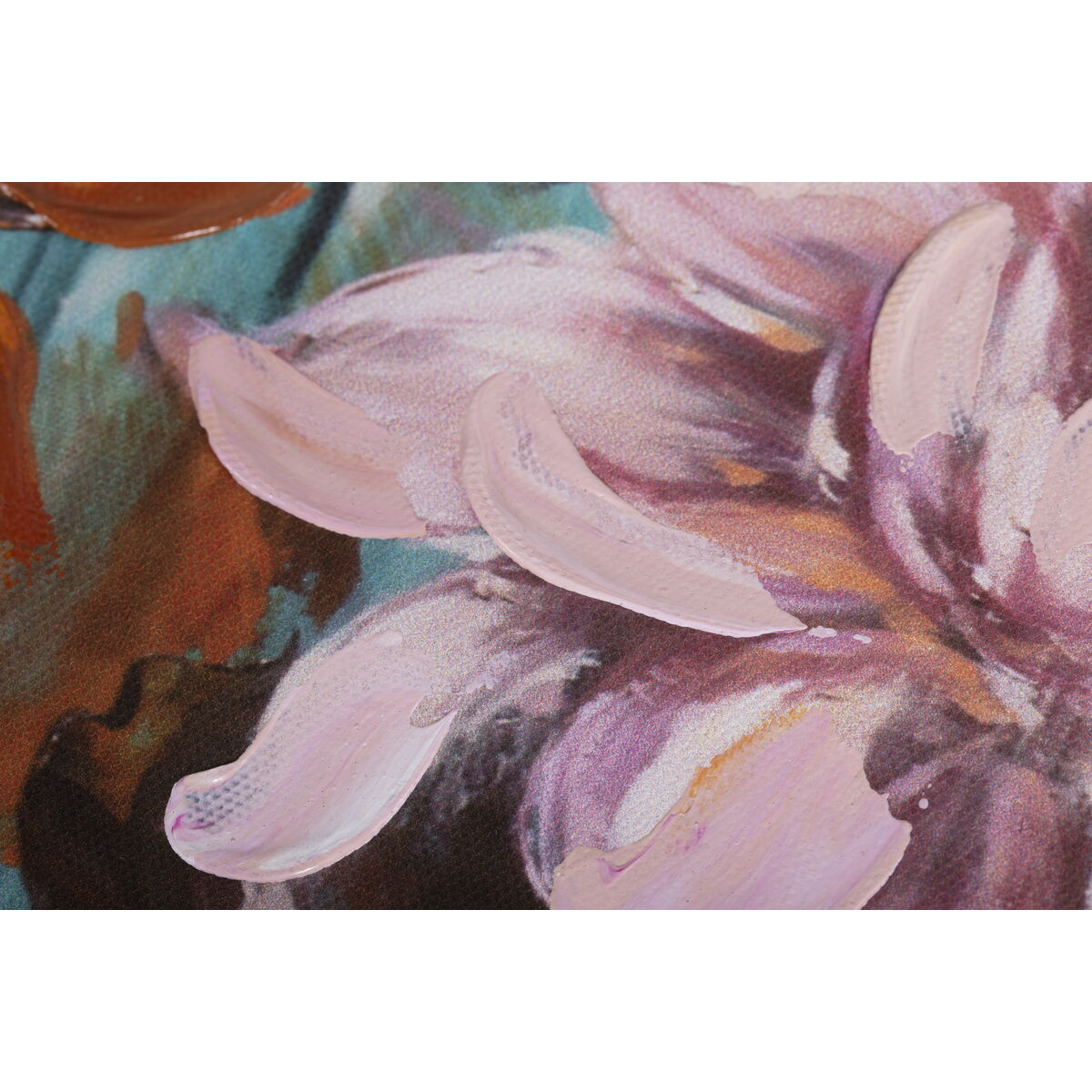 Oil Painting Romimex Wood Canvas Flowers 82 x 82 x 5 cm Romimex