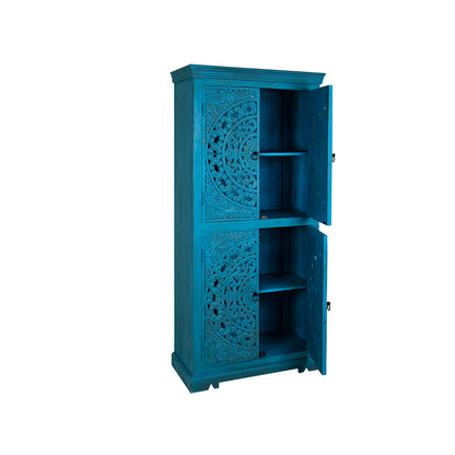 Cupboard Romimex Blue Mango wood 85 x 180 x 40 cm Romimex