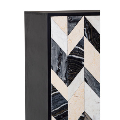 Cupboard Romimex Brown Black Golden Wood Marble 45 x 170 x 80 cm Romimex