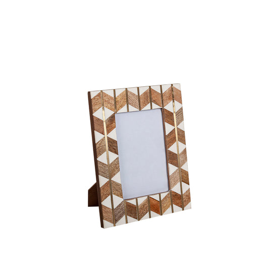 Photo frame Romimex Brown Beige Wood Resin 10 x 15 x 2 cm Romimex