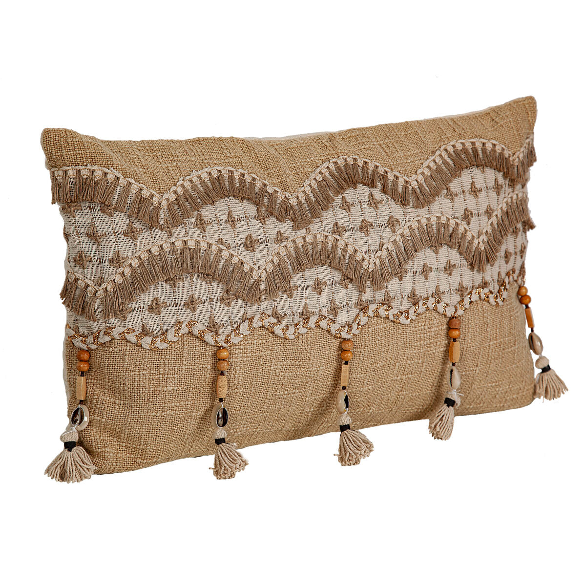 Cushion Romimex Beige Tassels 30 x 8 x 50 cm Embroidery Romimex