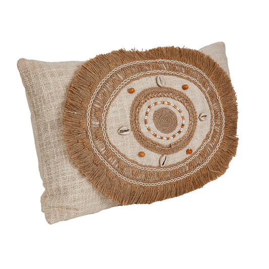 Cushion Romimex Beige Cream Shells 30 x 8 x 50 cm Embroidery