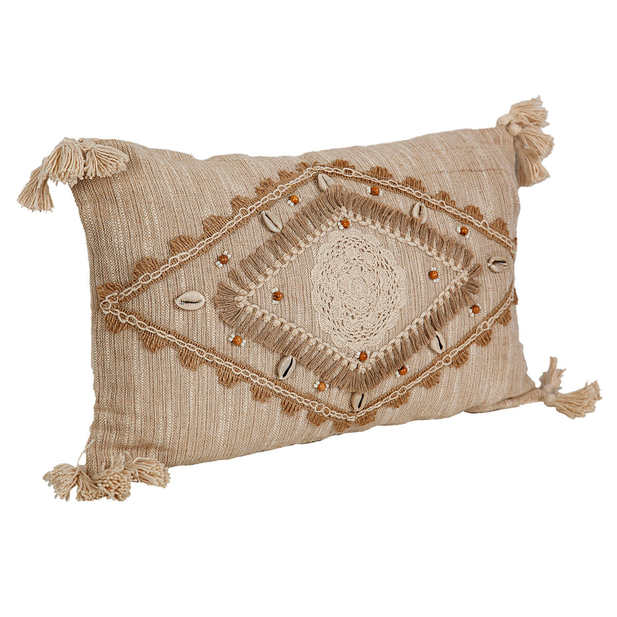 Cushion Romimex Beige 30 x 8 x 50 cm Embroidery Romimex