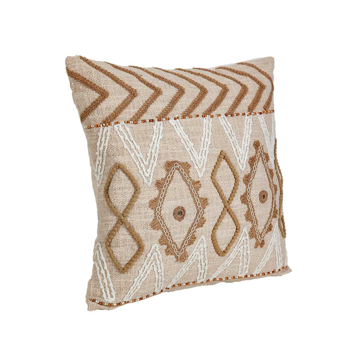 Cushion Romimex Beige Cotton 45 x 8 x 45 cm Embroidery Romimex