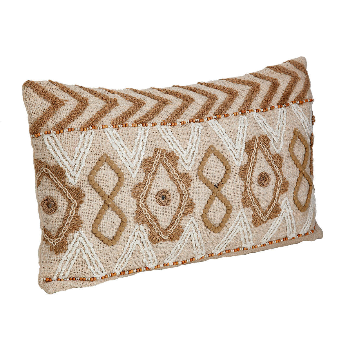 Cushion Romimex Beige Cotton 30 x 8 x 50 cm Embroidery Romimex