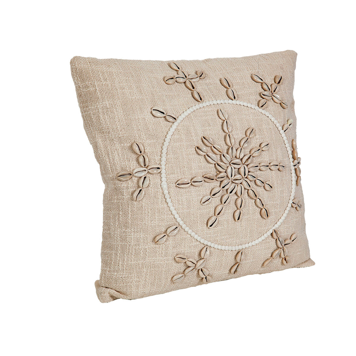 Cushion Romimex Beige Cotton Shells 45 x 8 x 45 cm Romimex