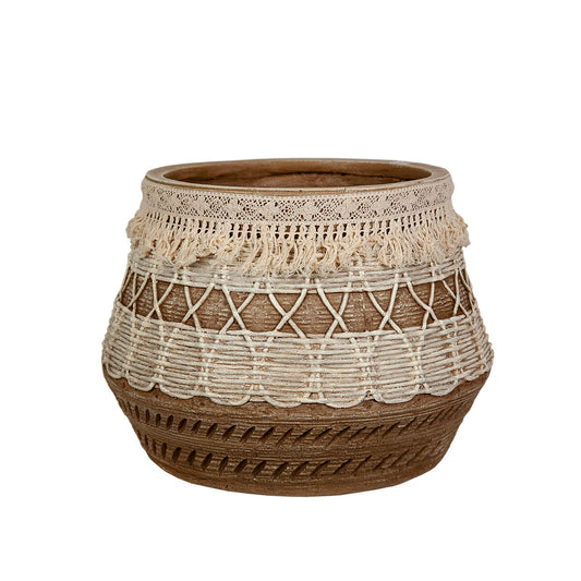 Planter Romimex Beige Resin With tassles 31 x 30 x 31 cm Romimex