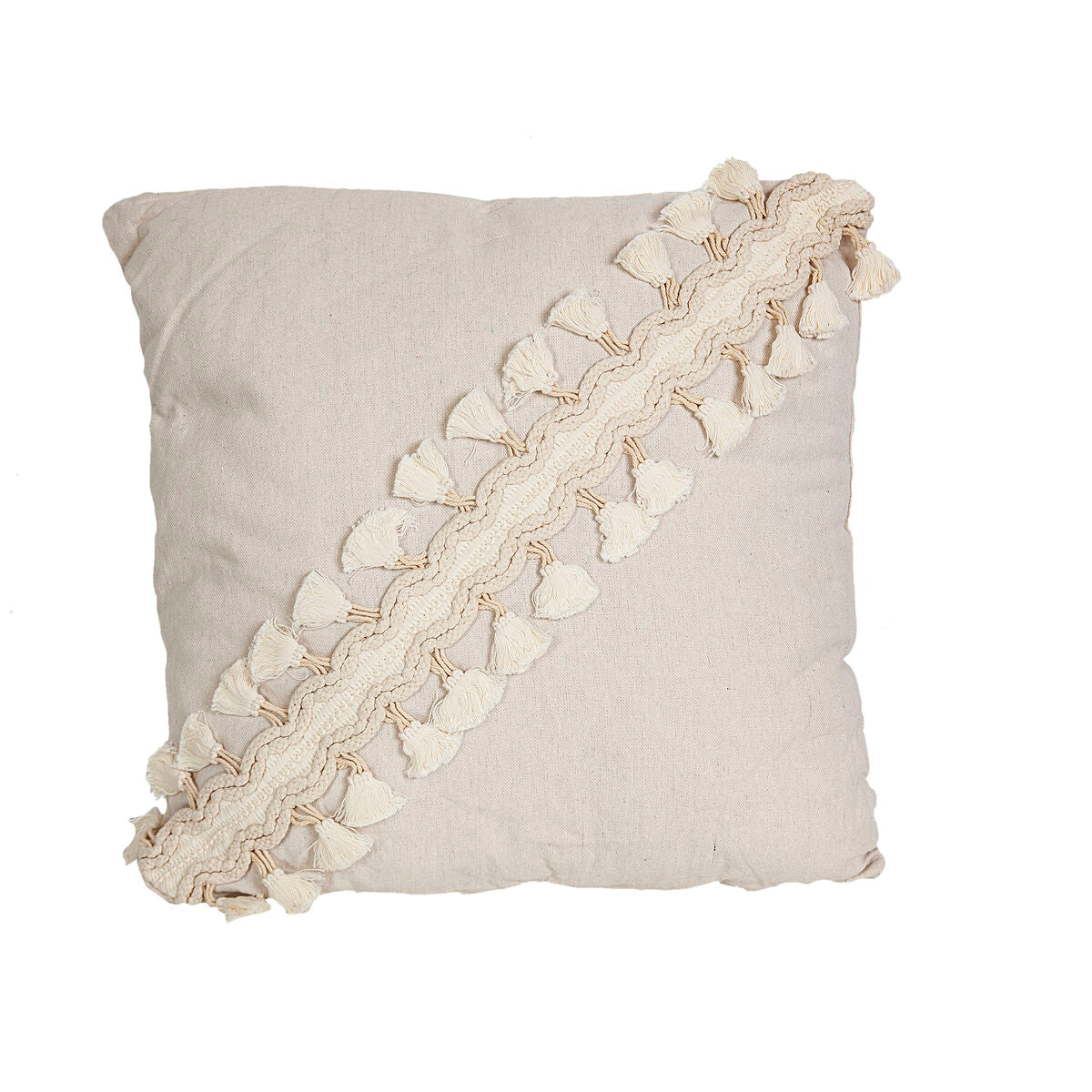 Cushion Romimex White Tassels 45 x 10 x 45 cm Romimex