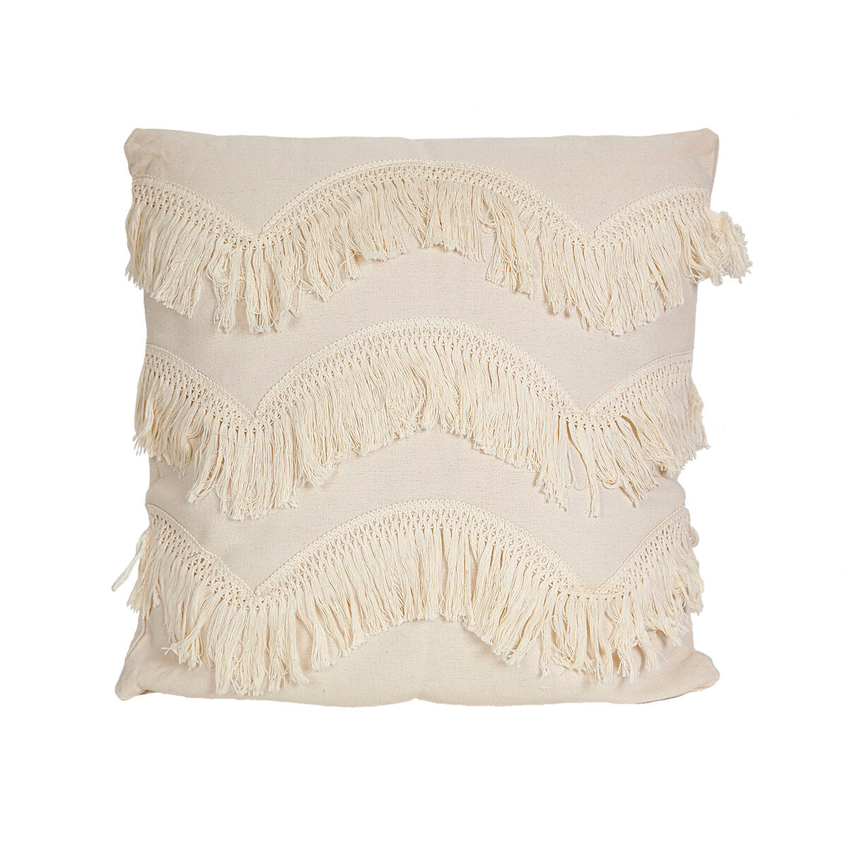 Cushion Romimex White With tassles 45 x 10 x 45 cm Romimex