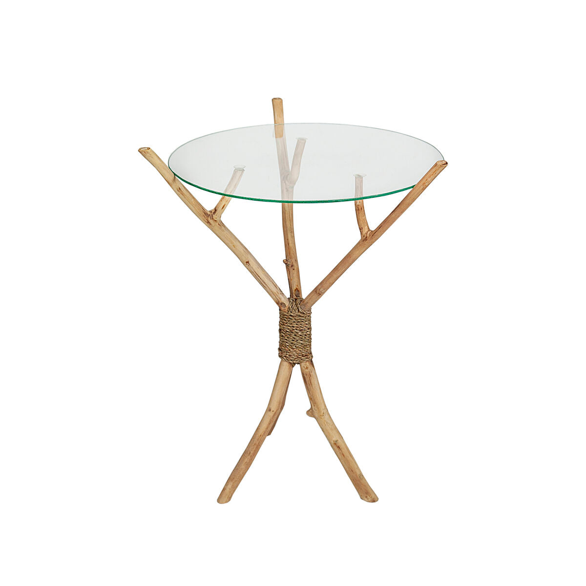 Side table Romimex Natural Glass Teak 45 x 60 x 45 cm Romimex