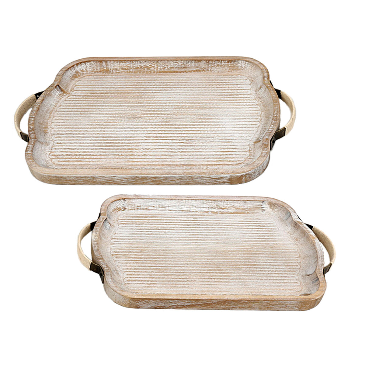 Set of trays Romimex Natural Wood 2 Pieces Romimex