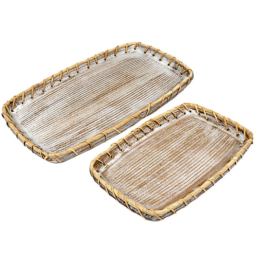 Set of trays Romimex Natural Wood 2 Pieces Romimex