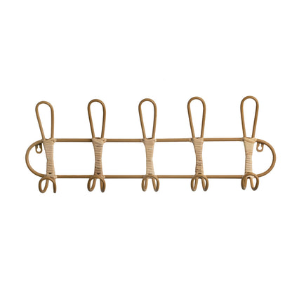 Wall mounted coat hanger Romimex Natural wicker 61 x 21 x 8 cm Romimex