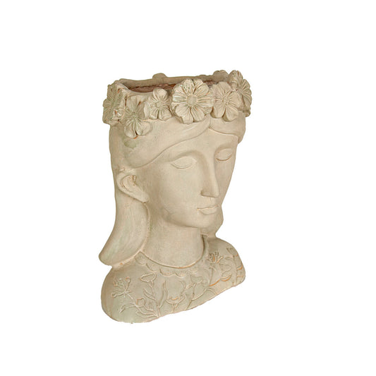 Planter Romimex Grey Resin Flowers Bust 27 x 38 x 23 cm Romimex