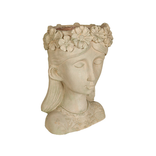 Planter Romimex Grey Resin Flowers Bust 28 x 43 x 24 cm Romimex