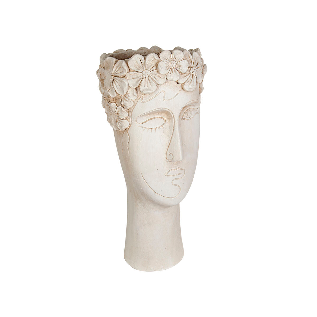 Planter Romimex Grey Resin Flowers Bust 22 x 49 x 21 cm Romimex