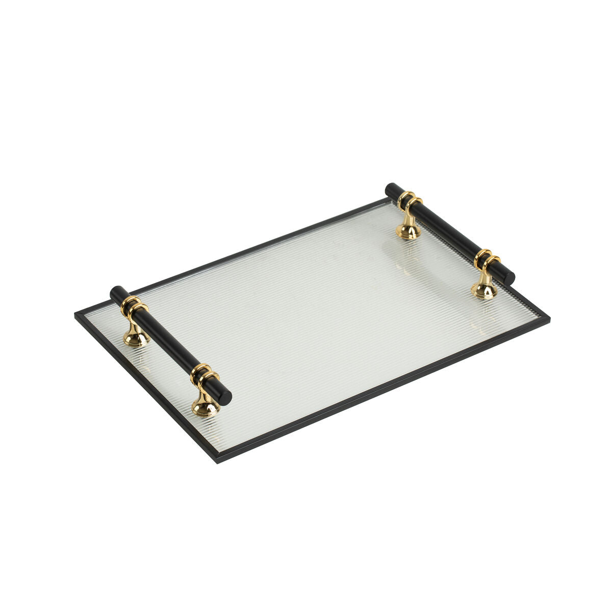 Tray Romimex Transparent Golden Metal Glass 31 x 4 x 20 cm Romimex