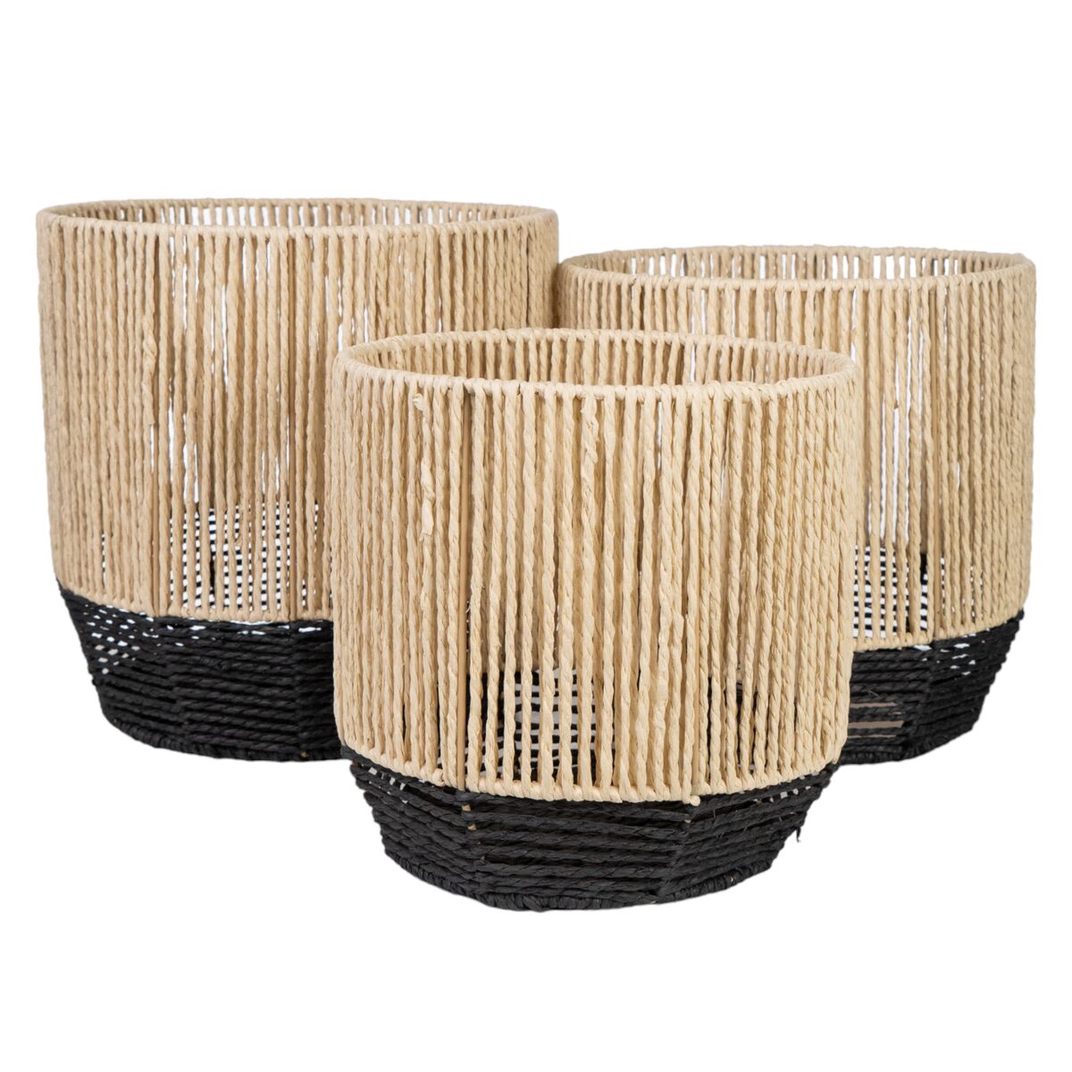 Set of Planters Romimex Black Rope (3 Pieces) Romimex