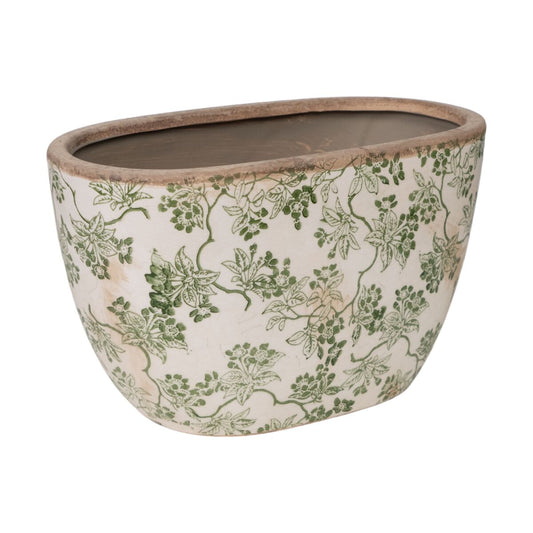 Planter Romimex Green Beige Porcelain Aged finish 27 x 16 x 15 cm Romimex