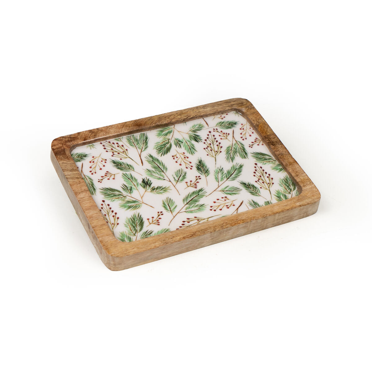 Snack tray Romimex White Green Mango wood Rectangular Sheets 20 x 2 x 16 cm Romimex