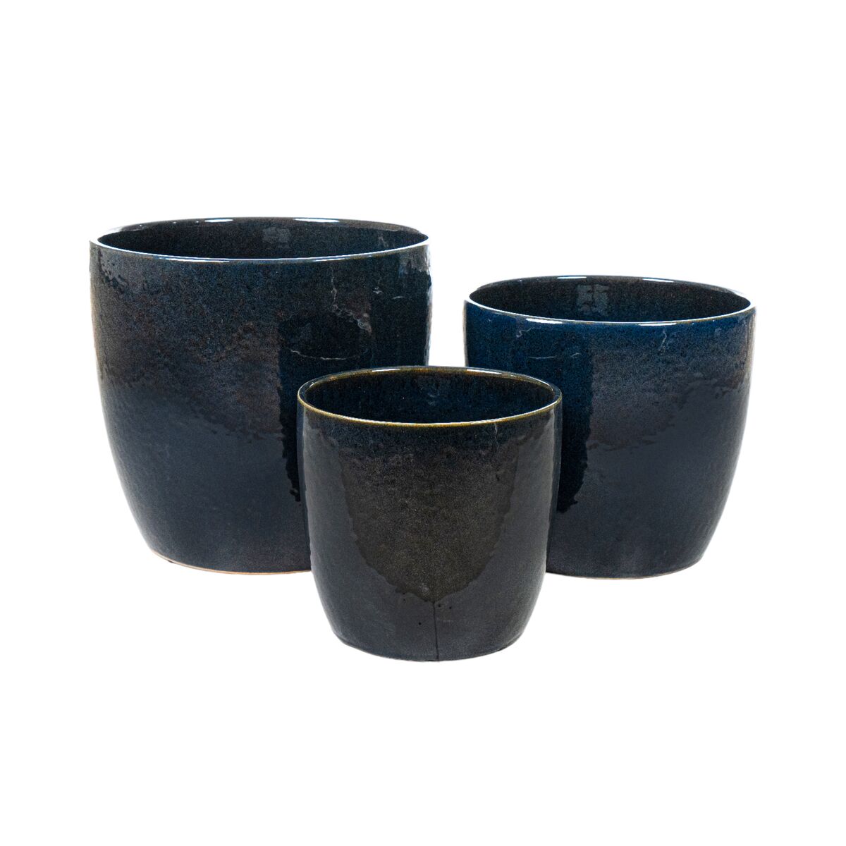 Set of Planters Romimex Blue Porcelain (3 Pieces) Romimex