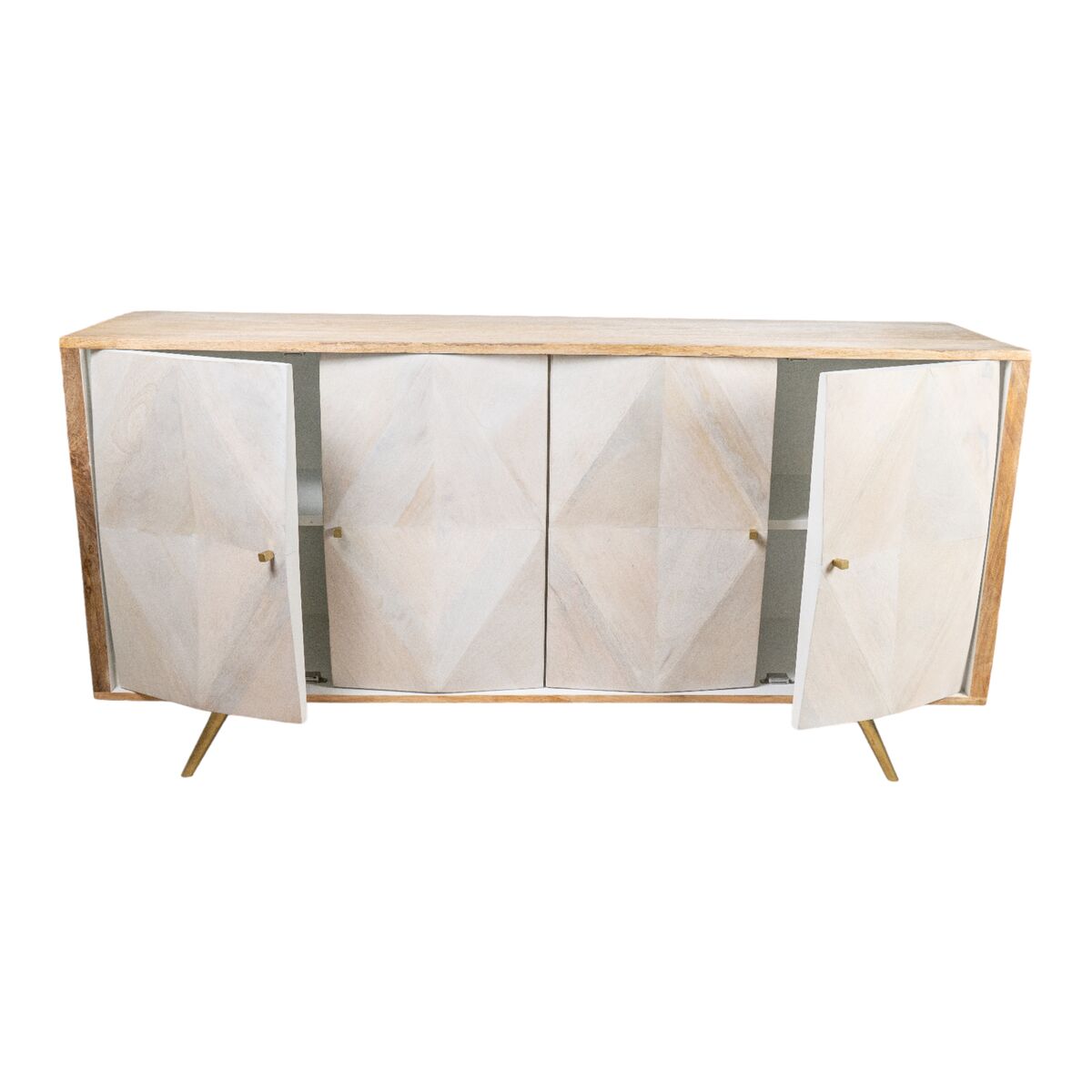 Sideboard Romimex White Natural Mango wood 41 x 77 x 152 cm Romimex