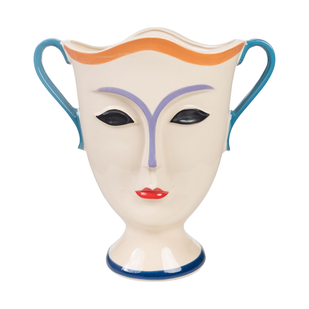 Vase Romimex Multicolour Ceramic Face 34 x 36 x 19 cm With handles Romimex