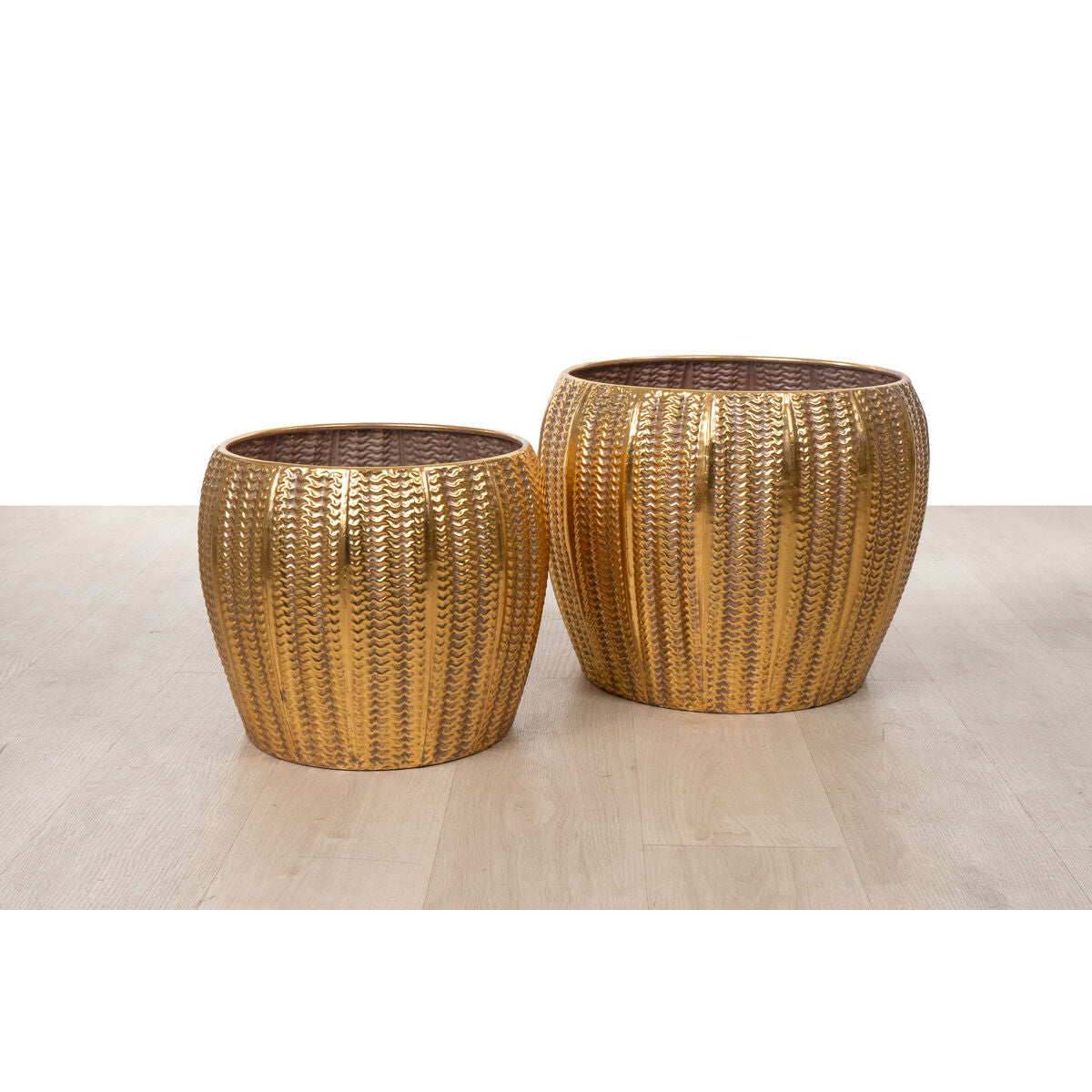 Set of Planters Romimex Golden Metal (2 Pieces) Romimex