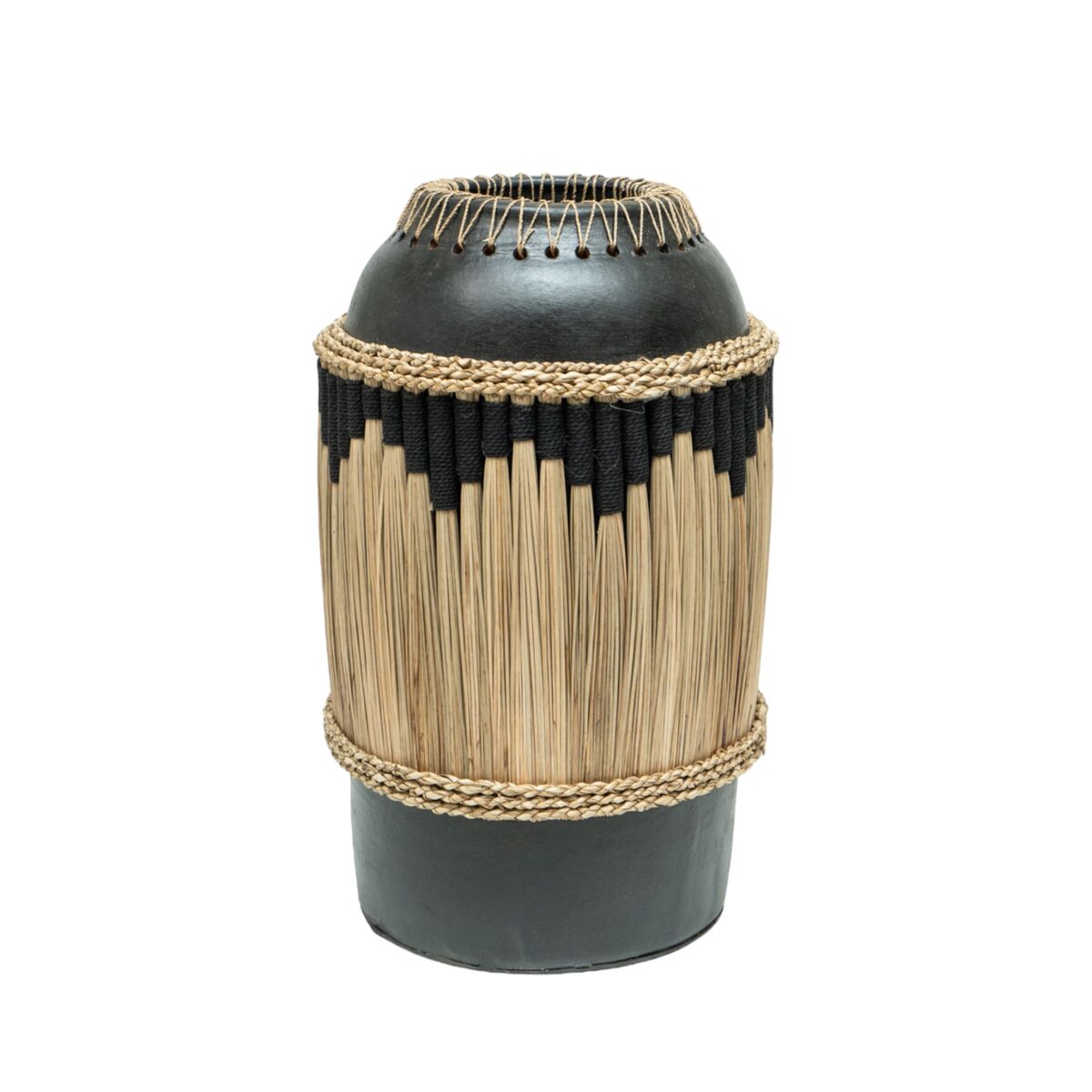 Vase Romimex Black Natural Ceramic Natural Fibre 27 x 40 x 27 cm Romimex