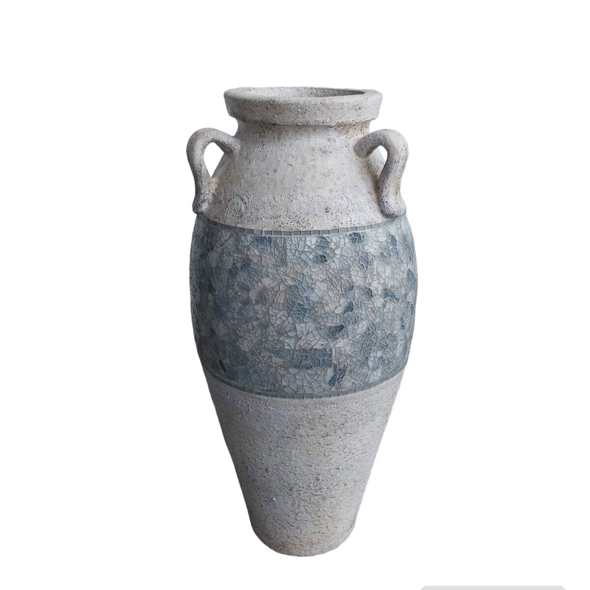 Floor vase Romimex White Grey Terracotta 28 x 60 x 28 cm With handles Romimex