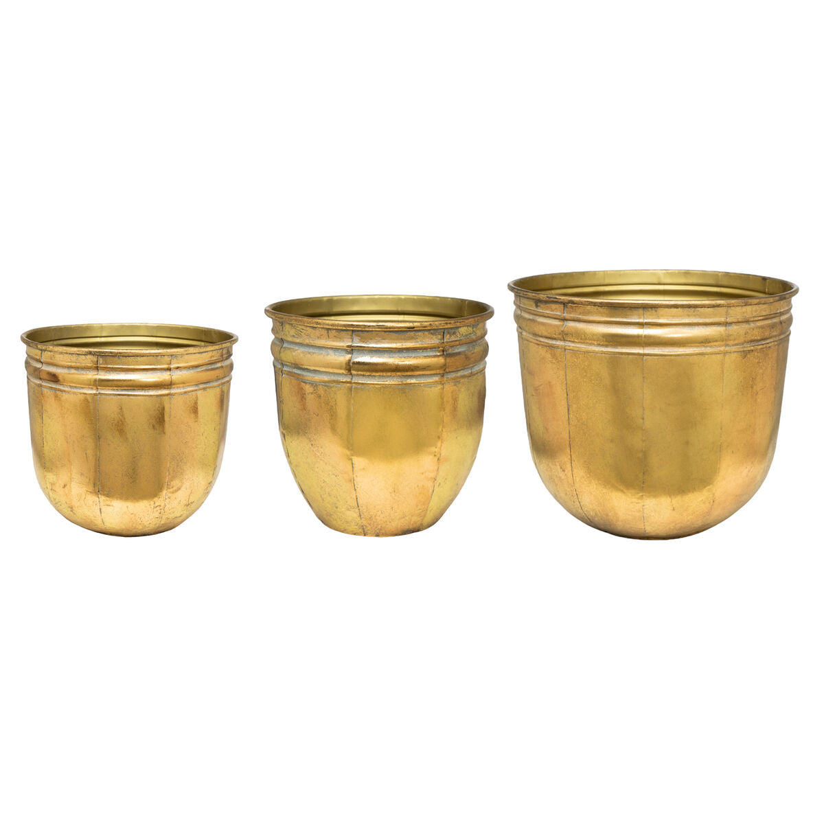 Set of Planters Romimex Golden Metal 38 x 33 x 38 cm 3 Pieces Romimex