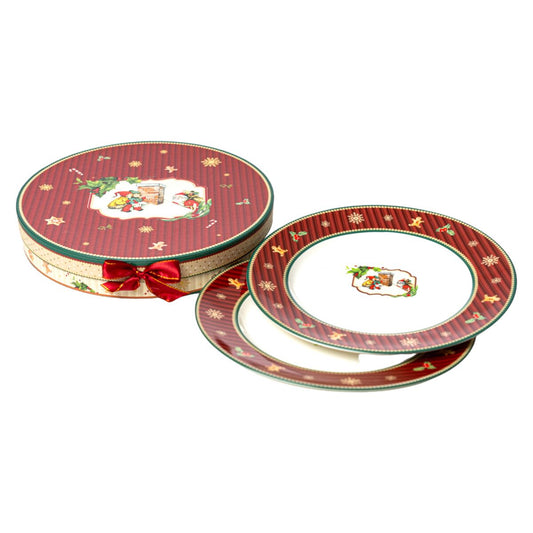 Plate set Romimex Red Ceramic 27 x 2 x 27 cm 2 Units Romimex