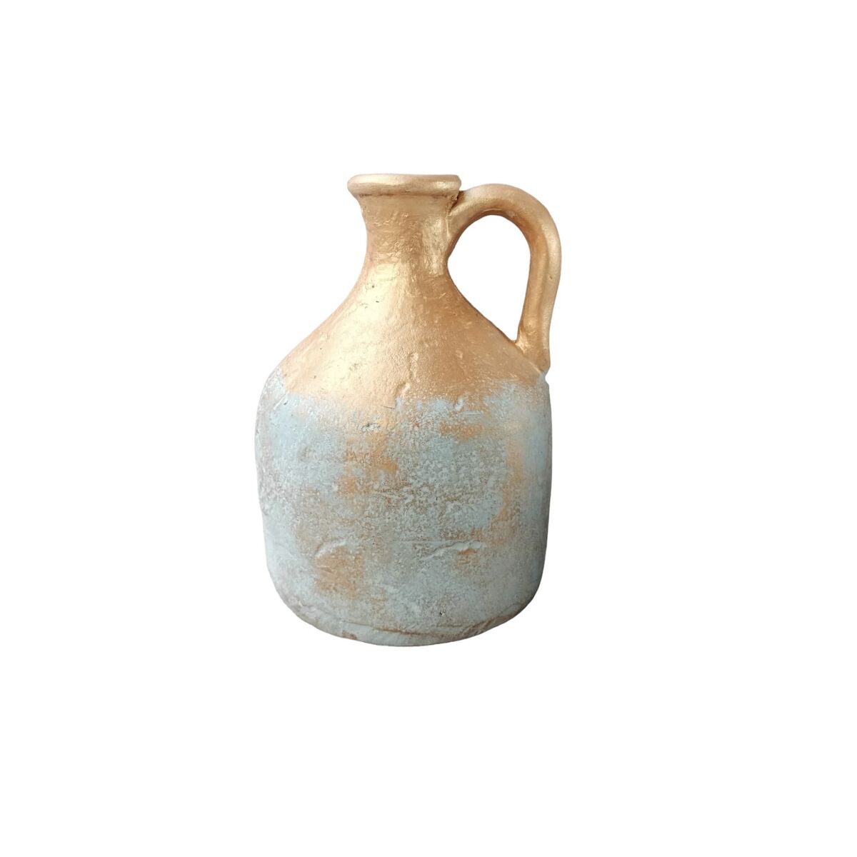 Vase Romimex Blue Golden Terracotta Bicoloured 20 x 25 x 20 cm With handle Romimex