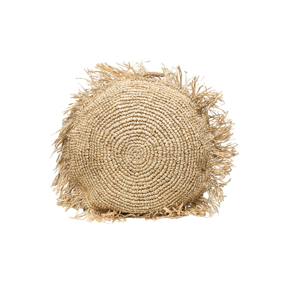 Cushion Romimex Natural Natural Fibre With tassles Circular 50 x 50 x 12 cm Romimex