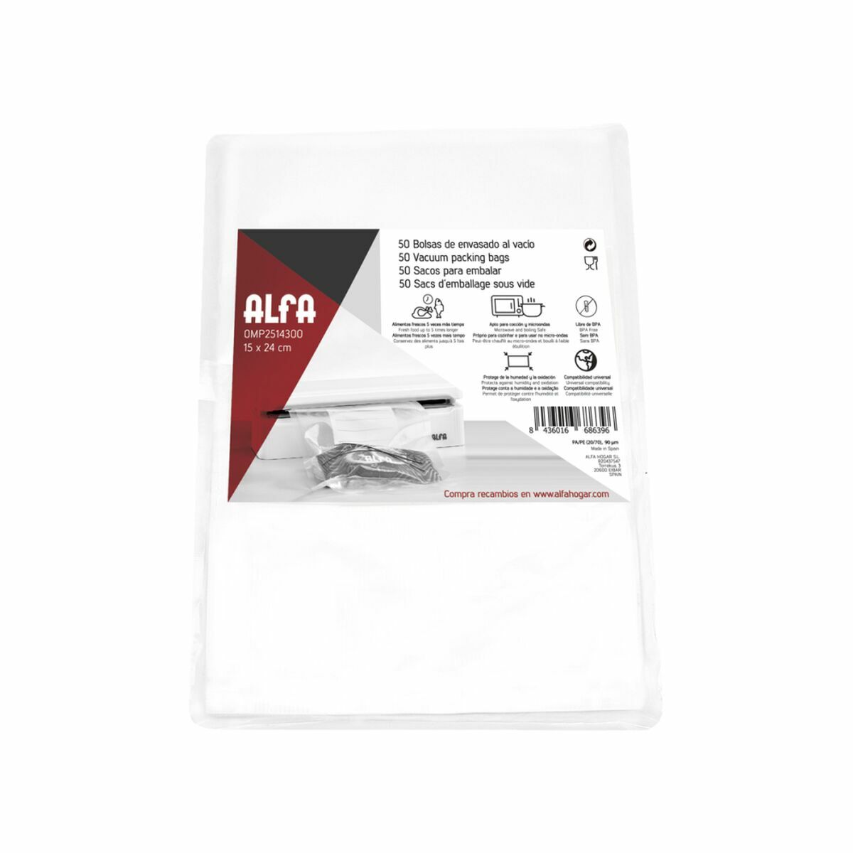 Vacuum Bags Alfa OMP25143 15 x 24 cm Alfa